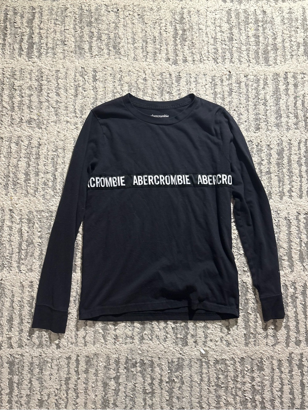 Abercrombie and fitch kids black logo long sleeve tee shirt size 13/14